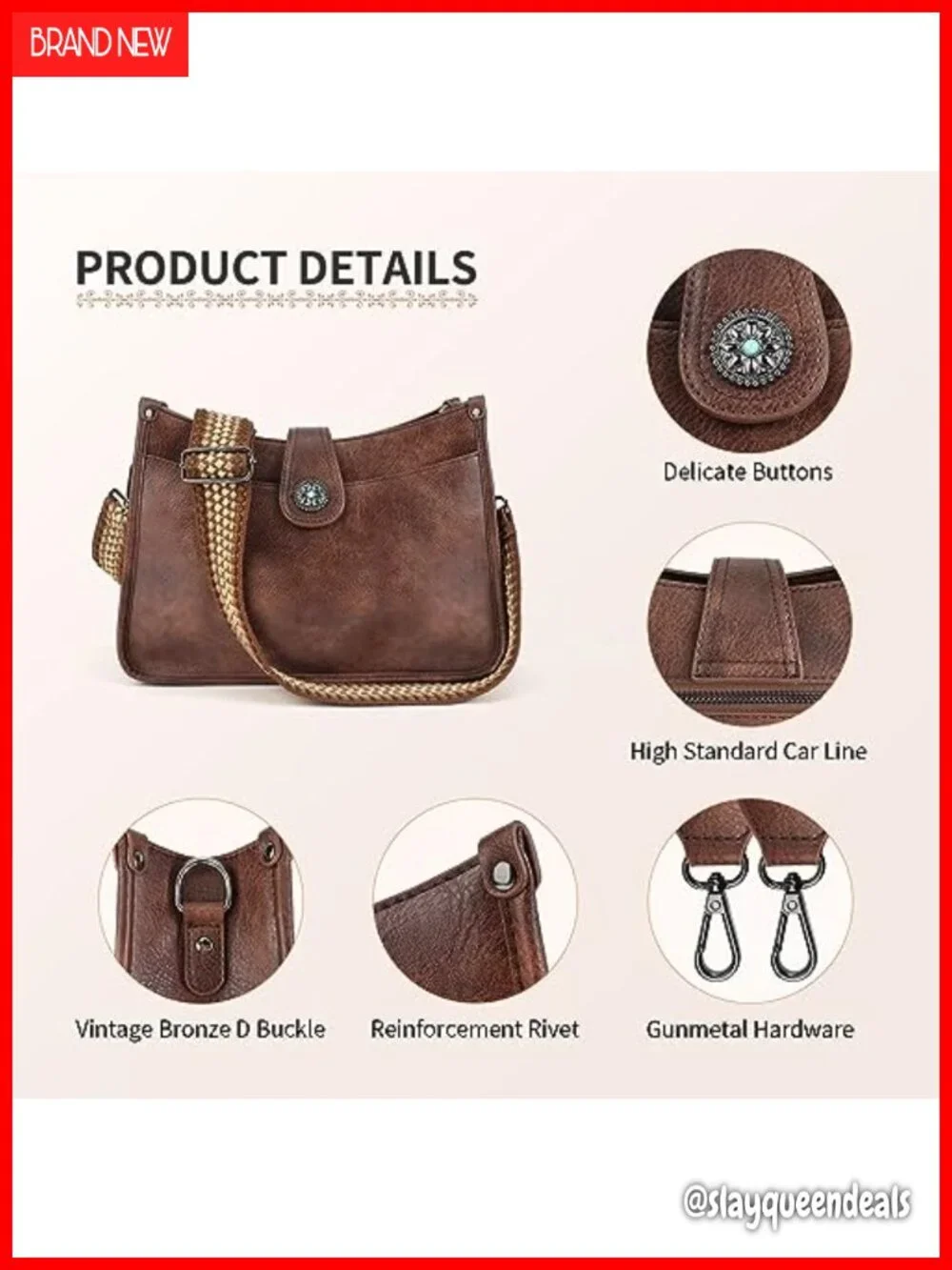Vegan Leather Hobo Crossbody Bag with 2 Straps, Large Capacity Handbag